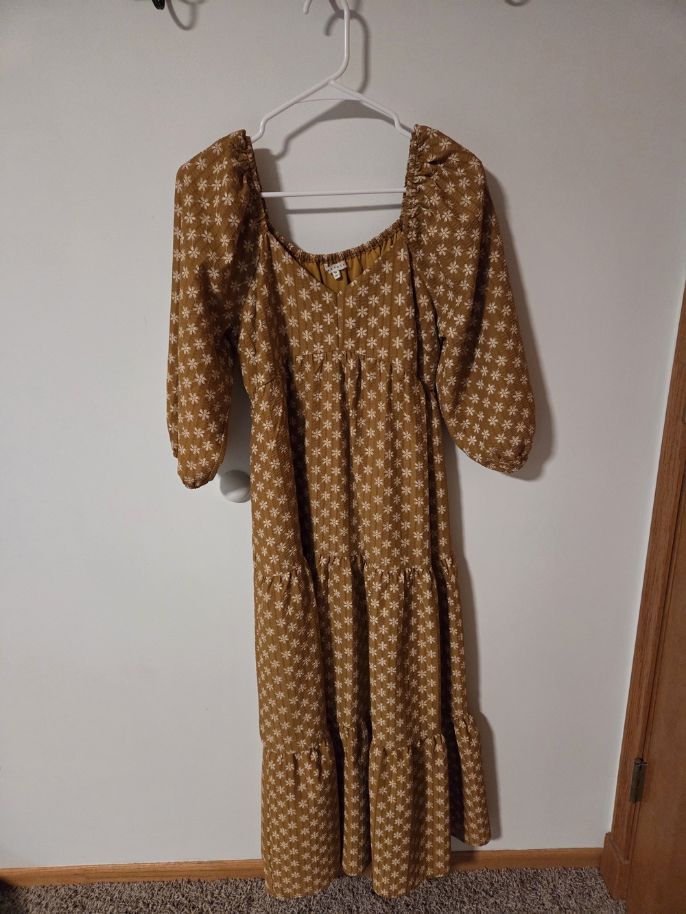 Baevely - Mustard Floral Tiered Maxi Dress